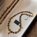 Natural Tiger Eye Stone Necklace — Maillard Starburst Couple