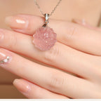 Rose Quartz Nine-Tailed Fox Necklace – Attract Love, Boost Charm, Open Heart