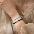 Smooth Round Bead Aquamarine Obsidian Bracelet - Serenity & Protection