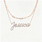 Collier prénom en diamant pavé sur mesure | Collier lettre de luxe minimaliste en argent sterling 925