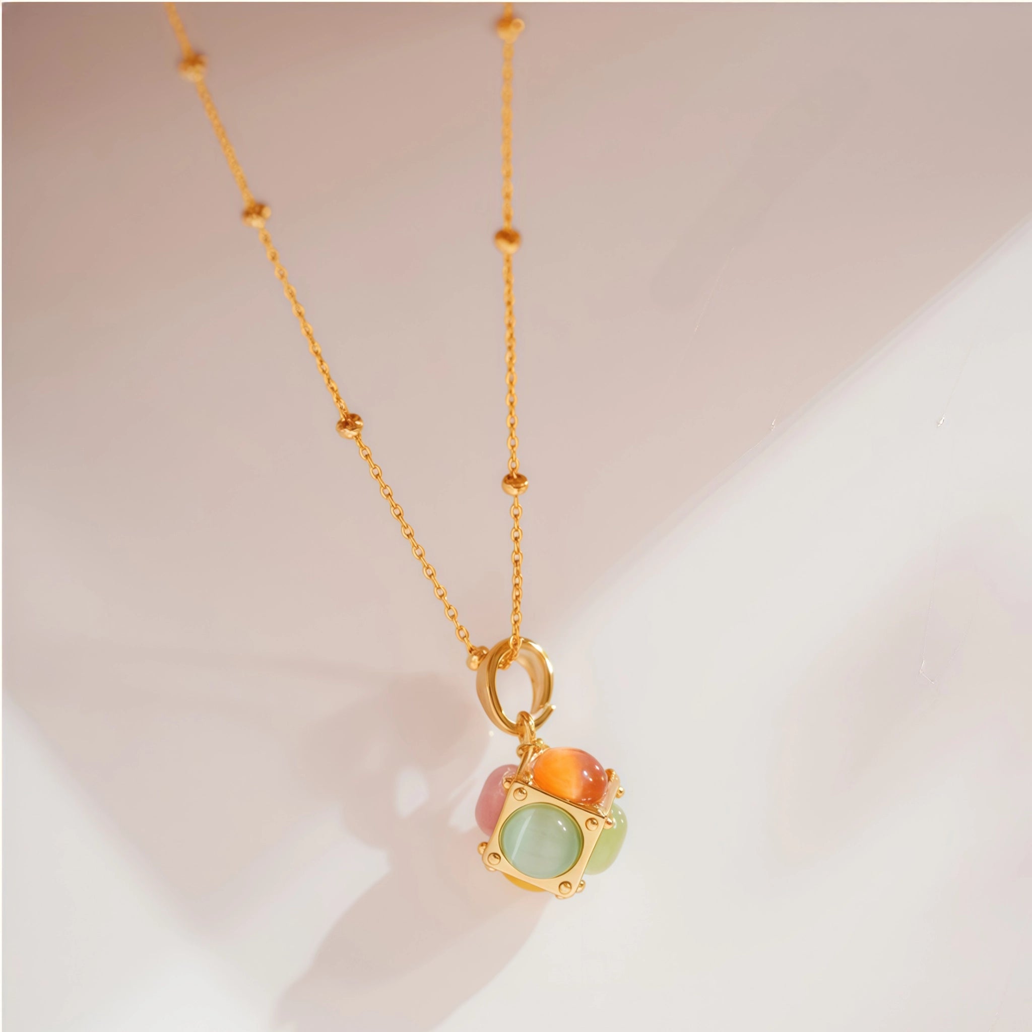 Vibrant Cat’s‑Eye Gem Cube 2‑Piece Set - Vitality And Optimism