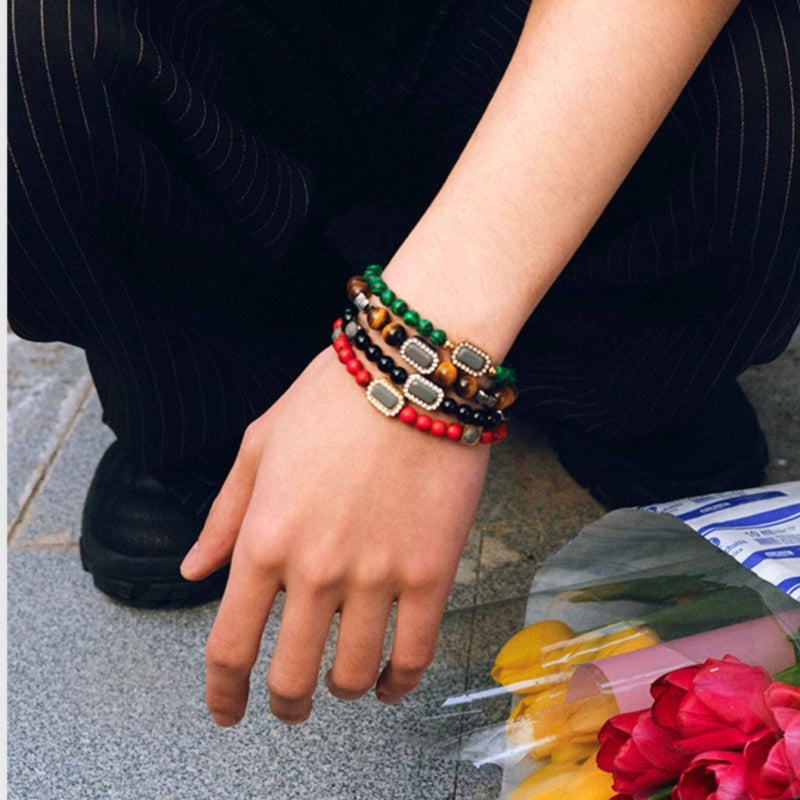 Bracelet œil de tigre naturel — Perles porte-bonheur diffuseur d'arôme pour couple