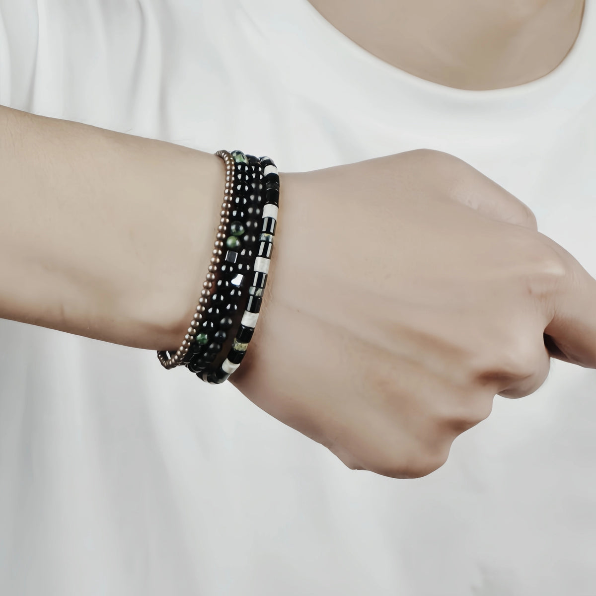 Thin Natural Stone Bracelet for Men & Women - Earth Energy & Minimal Daily Wear