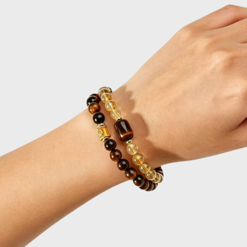 Natural Citrine & Tiger's Eye Bracelet - Success & Wealth