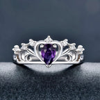 Teardrop Amethyst Silver‑Tone Jewelry Set