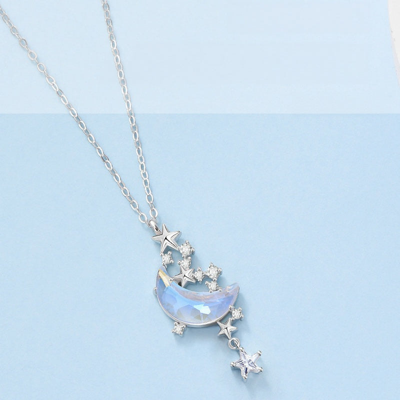 Endless Starry Night Necklace - Moon Star Amulet for Good Luck