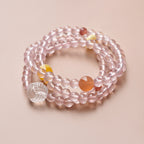 Triple Wrap Natural Rose Crystal Bracelet - Embrace Love & Warmth