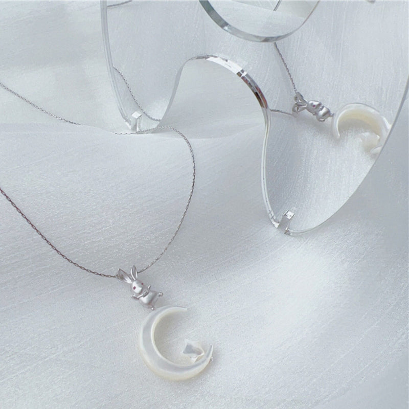 Magical Starry Moon Rabbit Necklace — Cute Bunny on Moon Star Pendant