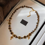 Natural Tiger Eye Stone Necklace — Maillard Starburst Couple