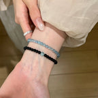 Smooth Round Bead Aquamarine Obsidian Bracelet - Serenity & Protection