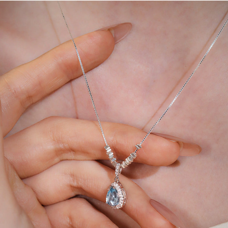 Collier Aigue-Marine Naturelle – Active le Chakra de la Gorge, Expression Claire, Attire les Bienfaiteurs