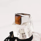 Natural Tiger Eye Stone Ring, Retro Men's Gemstone Ring