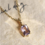 Amethyst Rectangle Pendant Necklace - Calm Mind & Peaceful Sleep