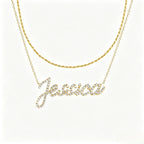 Collier prénom en diamant pavé sur mesure | Collier lettre de luxe minimaliste en argent sterling 925