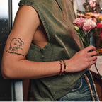 Bracelet Œil de Tigre naturel, runes anciennes — Cadeau de couple pour petit ami