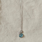 Collier pendentif gourde en aigue-marine naturelle - Équilibre l'élément eau et calme l'humeur