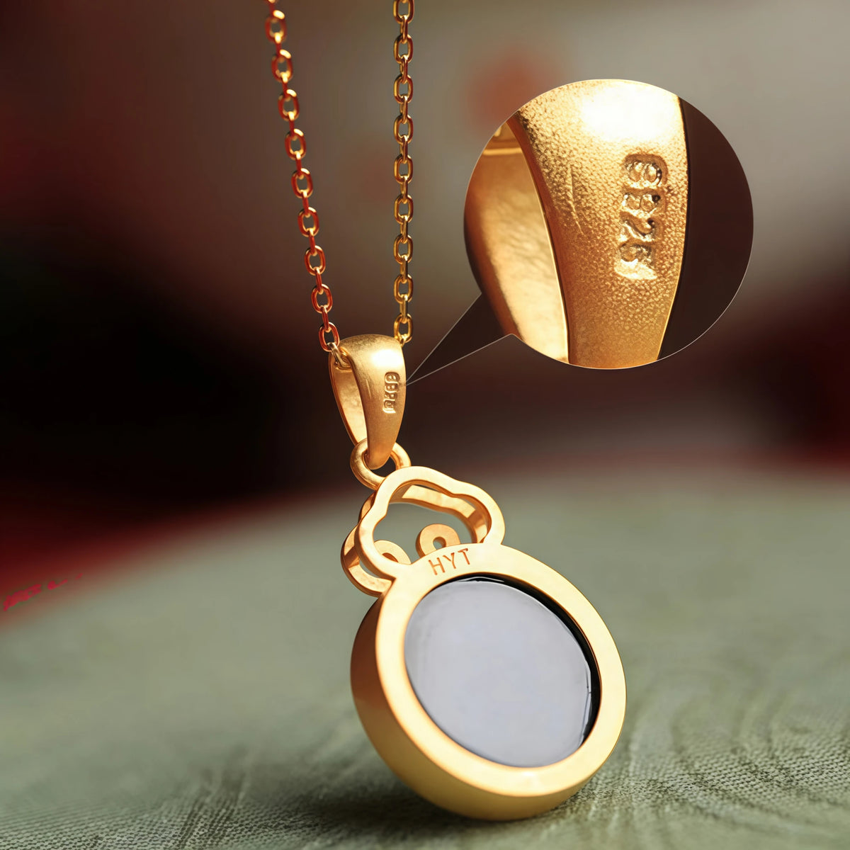 Natural Black Hetian Jade Auspicious Cloud Round Tablet Necklace - Protection & Wholeness