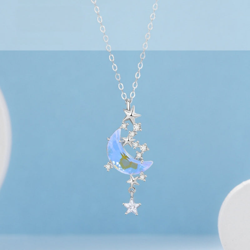 Endless Starry Night Necklace - Moon Star Amulet for Good Luck