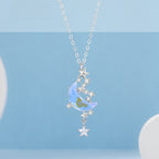 Endless Starry Night S999 Necklace - Moon Star Amulet for Good Luck