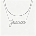 Collier prénom en diamant pavé sur mesure | Collier lettre de luxe minimaliste en argent sterling 925