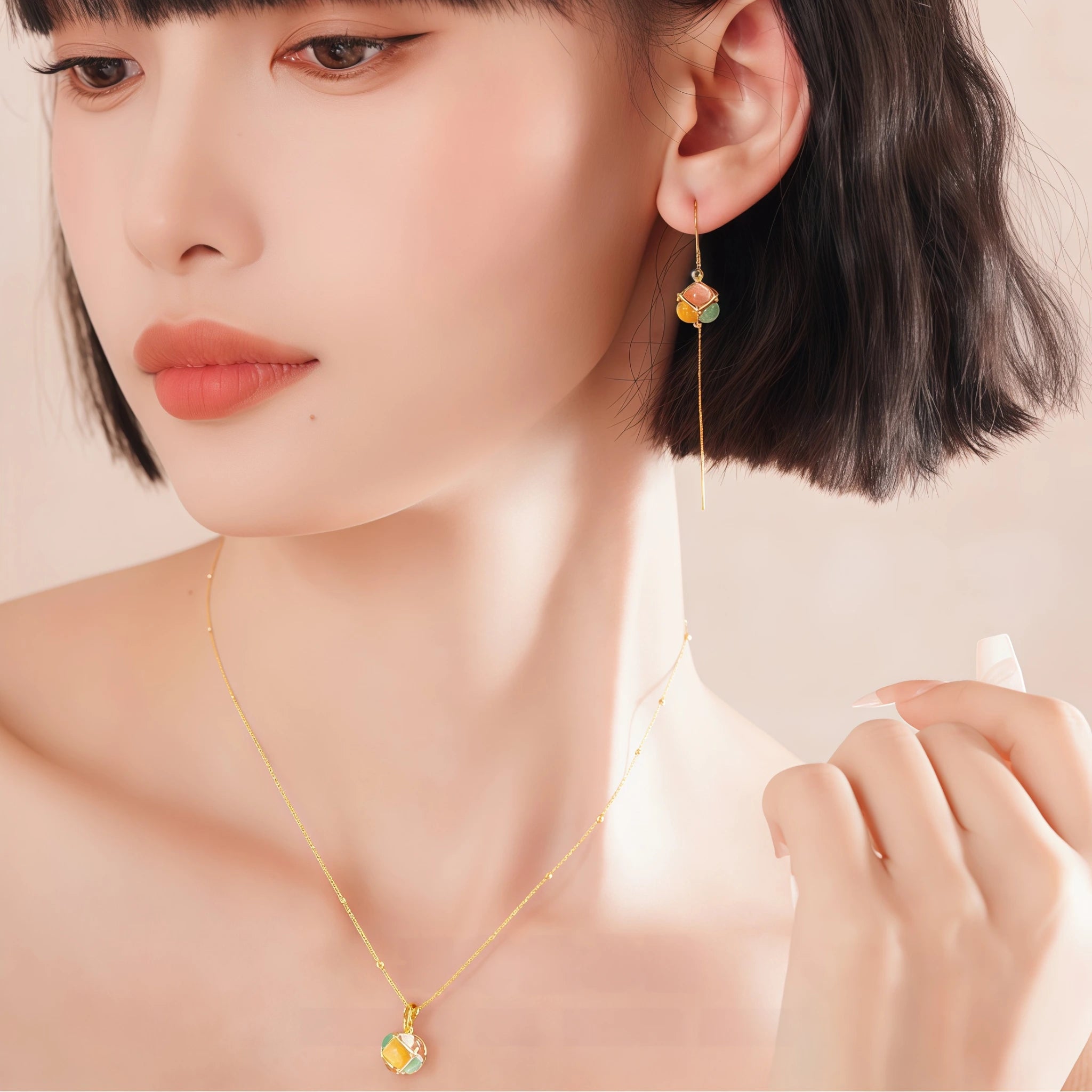 Vibrant Cat’s‑Eye Gem Cube 2‑Piece Set - Vitality And Optimism