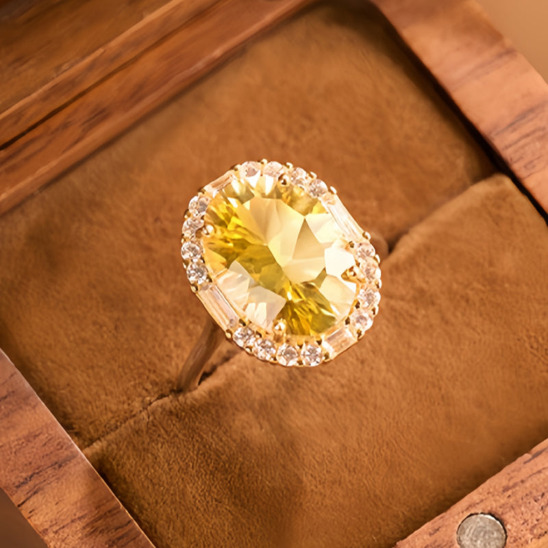 Big Natural Crystal Citrine Ring - Inner Prosperity, Wealth and Good Fortune