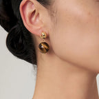 Boucles d'oreilles en pierre naturelle œil de tigre - Symbole de bon augure et de richesse