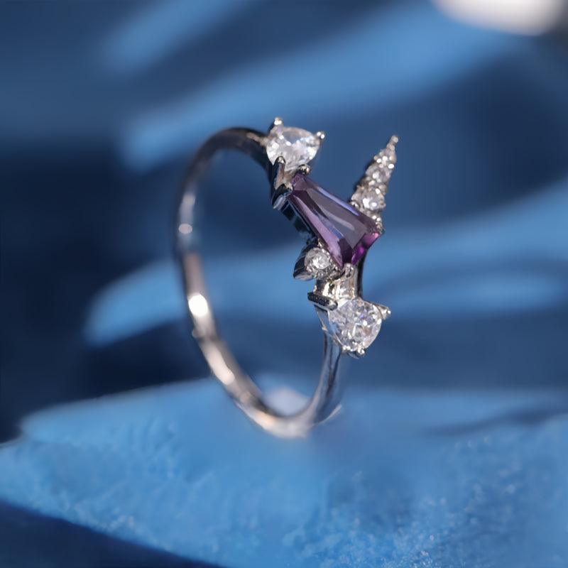 Bague Licorne en Améthyste Naturelle - Tête Claire, Chemin de Chance