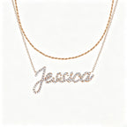 Collier prénom en diamant pavé sur mesure | Collier lettre de luxe minimaliste en argent sterling 925