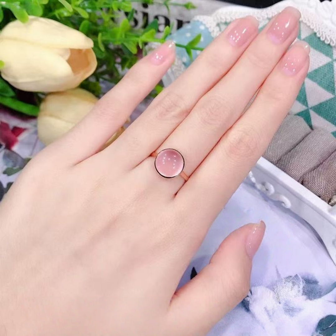 Dainty Rose Quartz Love Energy Crystal Ring
