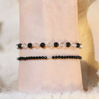 Cool Dark‑Tone Stacking Beaded Bracelets - Protection & Purification