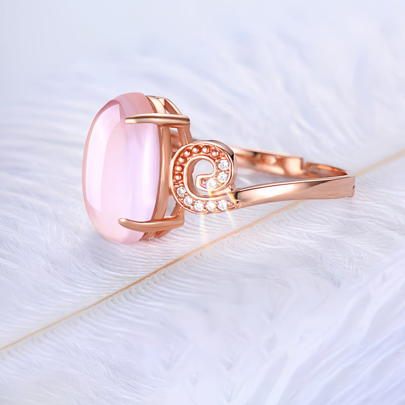 Bague en cristal rose « énergie d'amour doux »