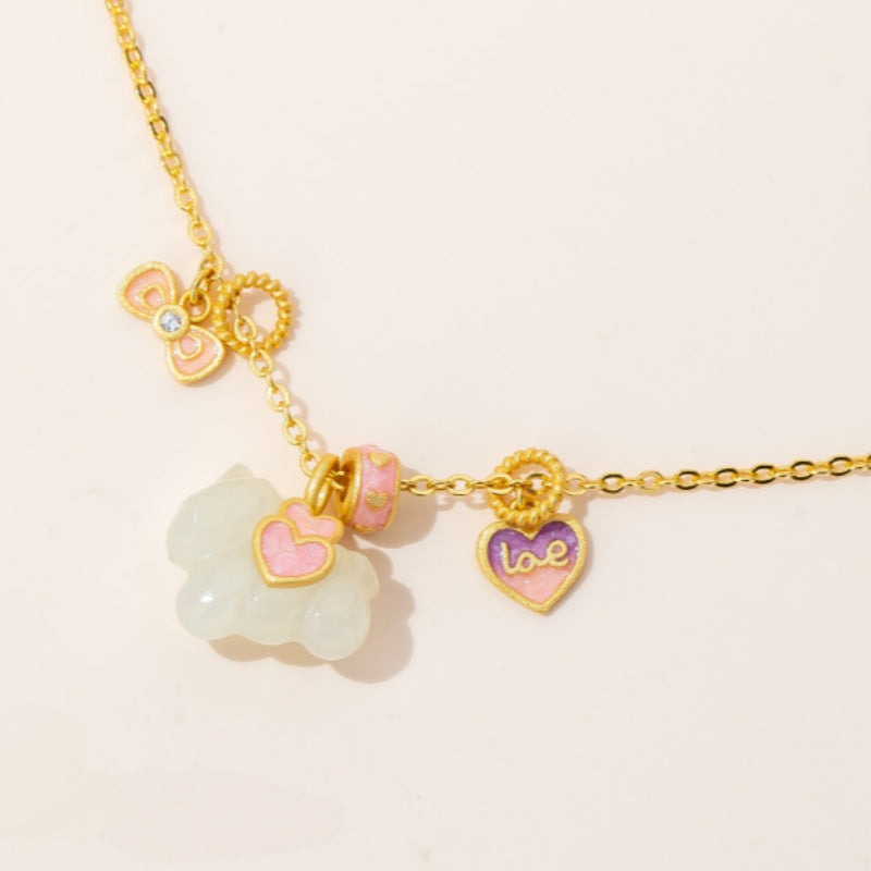 Pony Hetian Jade Necklace & Bracelet Jewelry Set - Lucky Protection