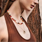 Collier en pierre œil de tigre naturelle Pendentif perle queue de paon - Succès professionnel