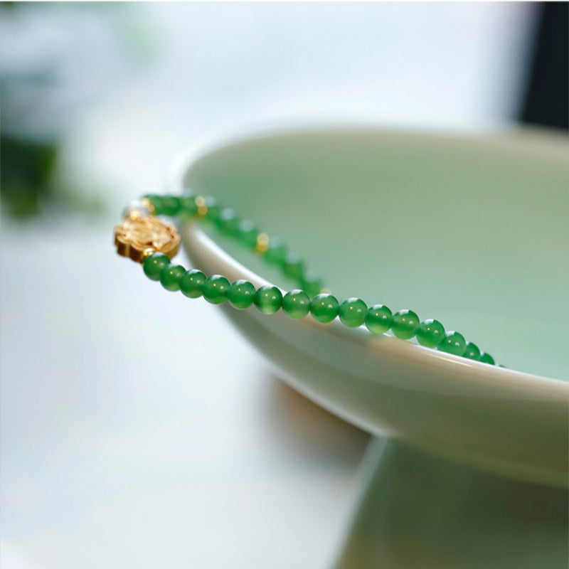 Bracelet en jade Hetian naturel Lotus Éclat Pur