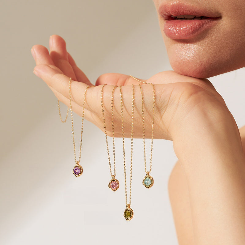 IT'S ME Series S925 Silver Birthstone Necklace, Women Dainty Clavicle Chain, Perfect Birthday Gift