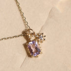 Amethyst Rectangle Pendant Necklace - Calm Mind & Peaceful Sleep