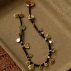 Hand‑Hammered Gold Coin Natural Stone Beaded Stack Bracelet - Healing, Inner Power