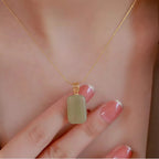 Gentle Natural Hetian Jade Plain Tablet Necklace - Peace & Serenity