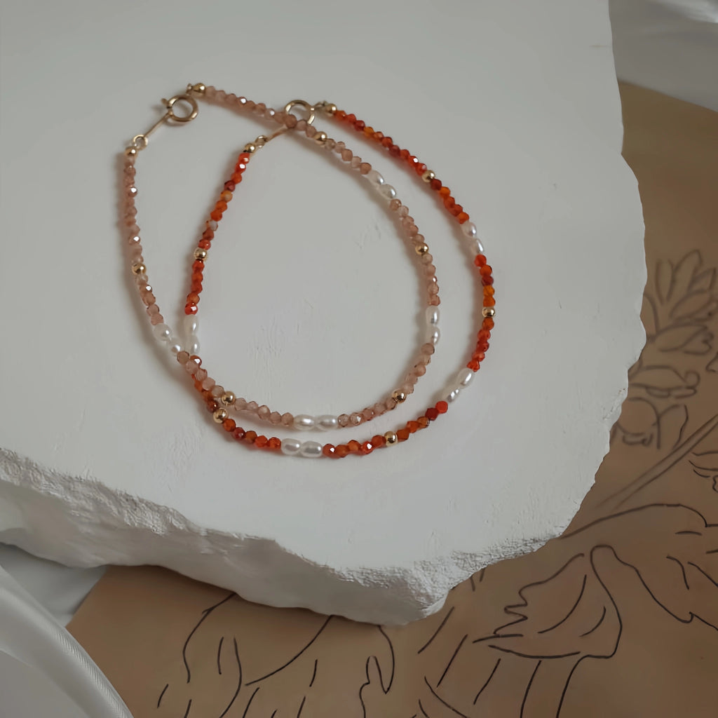Natural Gemstone Stackable Bracelet - Keep Natural Texture & Absorb Earth Energy