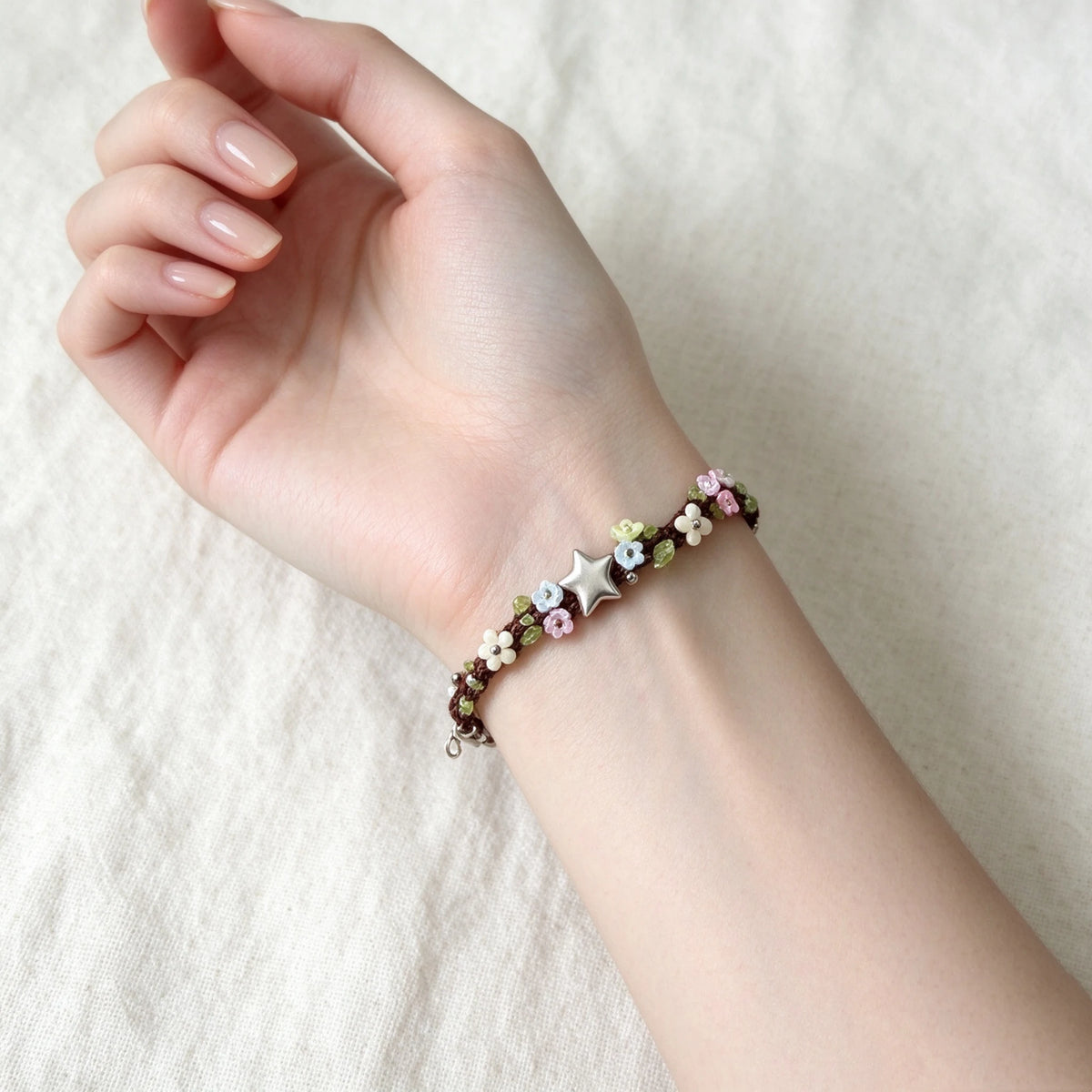 Silver Butterfly & Star Natural Peridot Hand Braided Bracelet - Growth & Abundance Energy