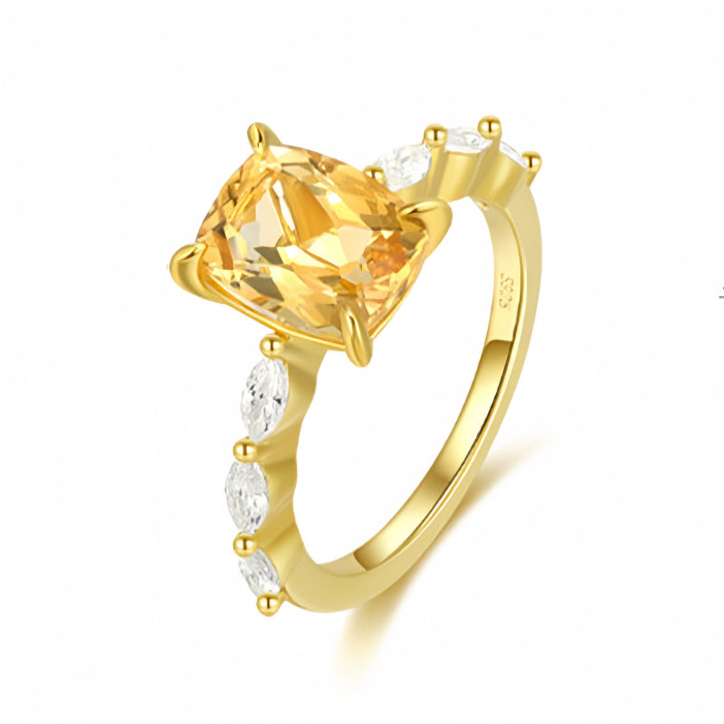 Bague en citrine naturelle ensoleillée attirant la richesse