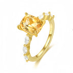 Bague en citrine naturelle ensoleillée attirant la richesse