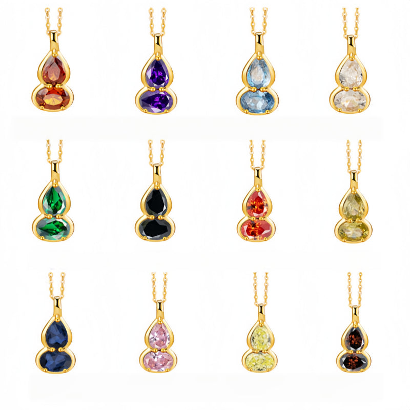 Birthstone Necklace for 12 Months, Lucky Fortune Pendant Birthday Gift for Her