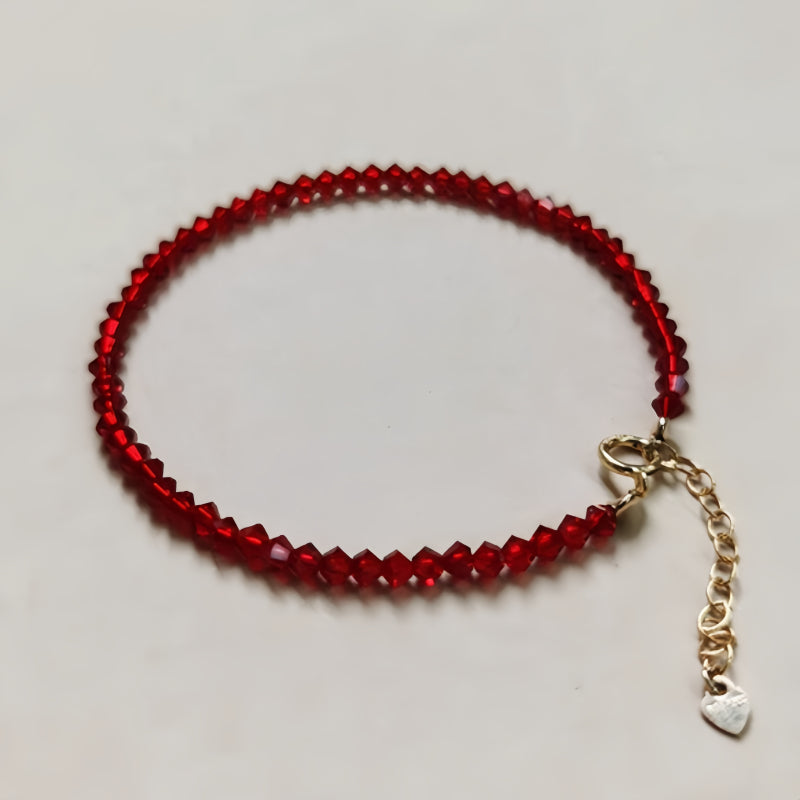 Natural Garnet Beaded Bracelet - Lucky Red String
