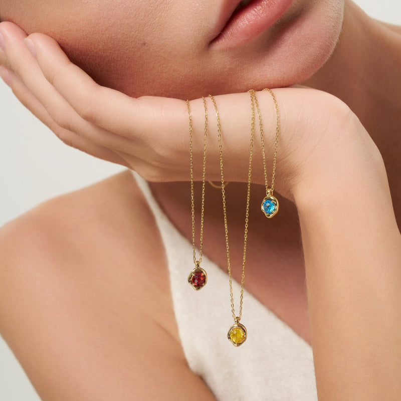 IT'S ME Series S925 Silver Birthstone Necklace, Women Dainty Clavicle Chain, Perfect Birthday Gift