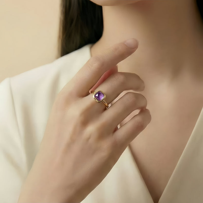 Elegant Peace Natural Amethyst Luck Ring