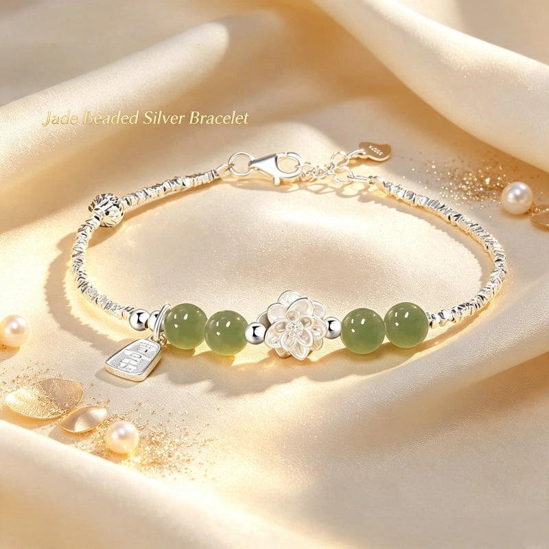 Bracelet Lotus Lumière Intérieure en Jade Naturel du Hetian