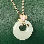 Elegant Magnolia Hetian Jade Peace Donut Necklace - Peace & Bliss