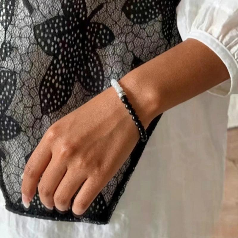 Bracelet Aigue-Marine et Obsidienne Guérison Océanique